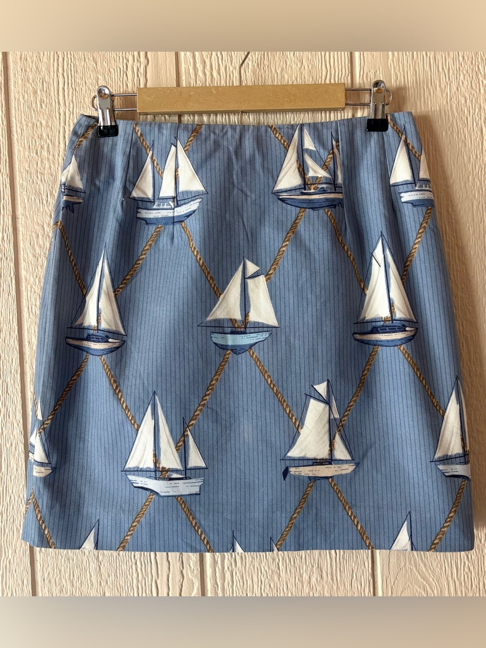 Steven Stolman Sailboat Print Nautical Pencil Skirt Size 10 Blue
